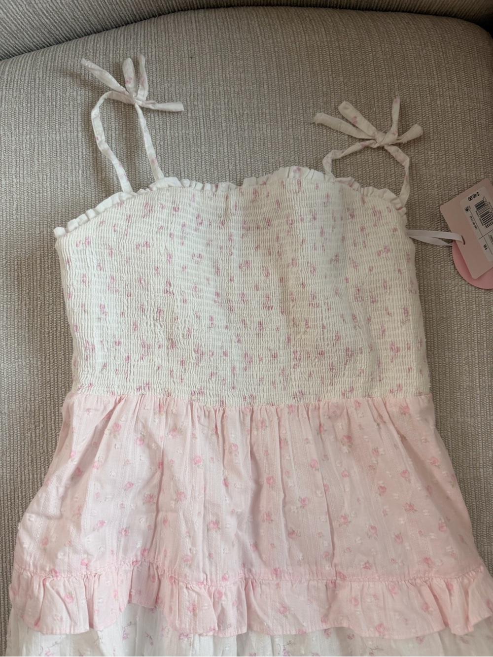 Target LoveShackFancy Girls' Stella Ditsy Floral Tiered Maxi Pink Dress 16 - Picture 5 of 5